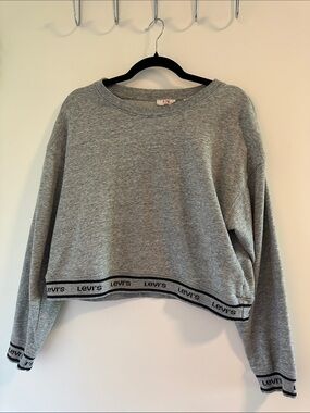 Levi's Women's Heather Gray Cropped Sweatshirt with Logo Trim